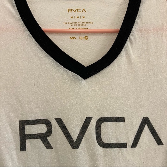 RVCA Black & White V-Neck T-Shirt - Picture 3 of 6
